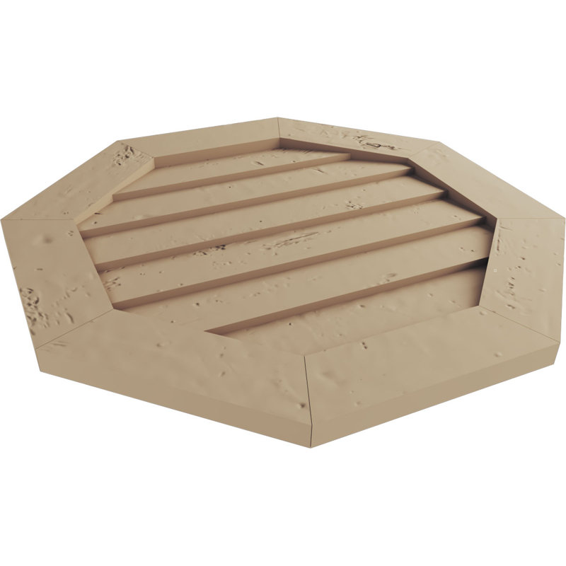 Timberthane Octagonal Faux Wood Non-Functional Gable Vent, Primed Tan, Knotty Pine, 30" H x 30" W x 1" L