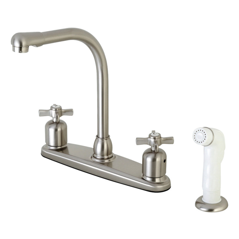 Kingston Brass Millennium Two-Handle 4-Hole 8" Centerset Kitchen Faucet with Side Sprayer