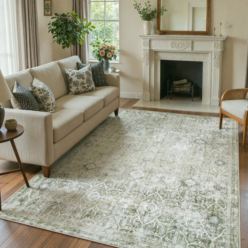 Tapis lavable rétro Tribal Cashmere, Rectangle 6 pi x 9 pi