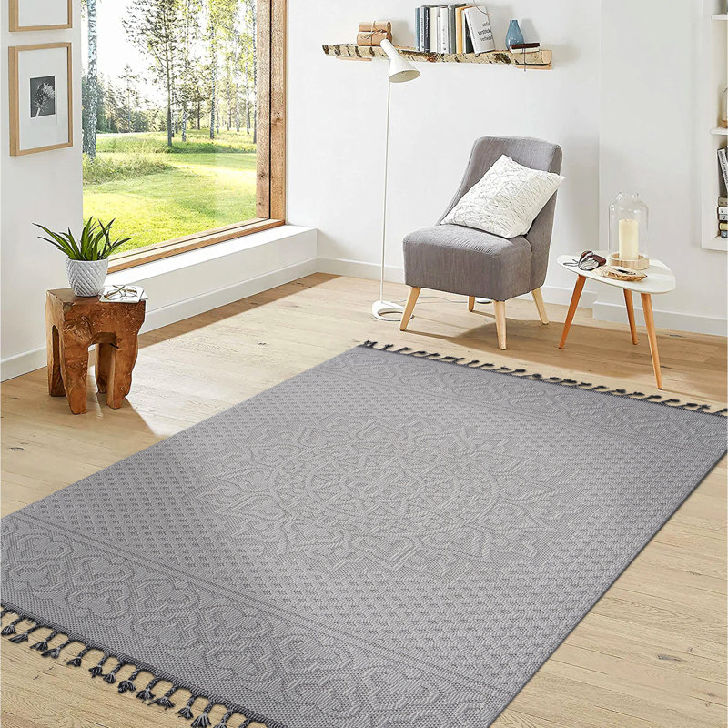 6X9 Area Rug In White/ Medallion, Stain , Non-Shedding, For Indoor/Outdoor, , Safe & Pets Medallion Rug, No Shedding, Pet-