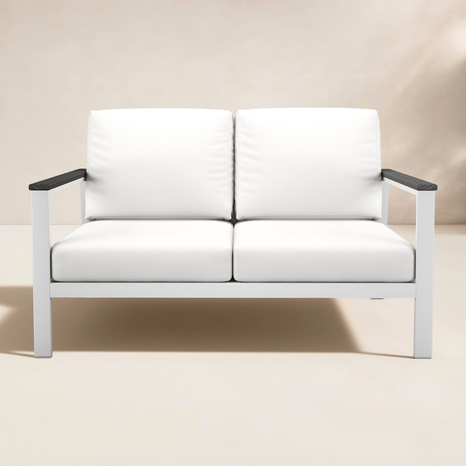 Townsend 55" Sunbrella® Patio Loveseat, Gray, Canvas White