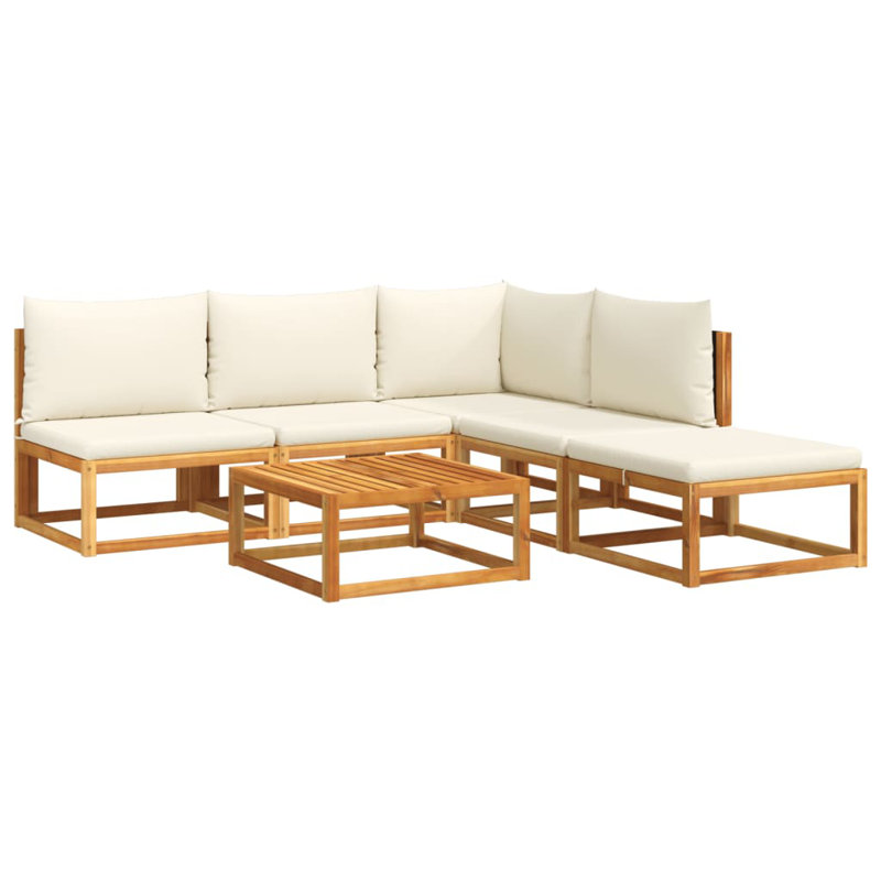  Ensemble de canapé de jardin 6 pièces en bois d'acacia noir massif
