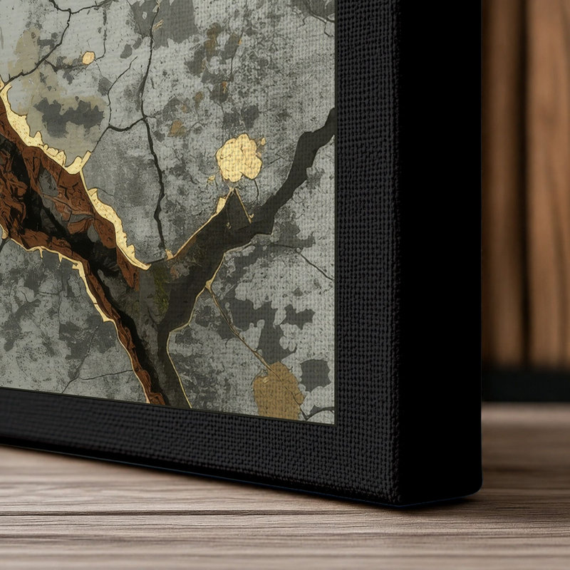 Weathered Stone Industrial - Wrapped Canvas, 36x24 - 91.4 x 61.0 cm, Black Border