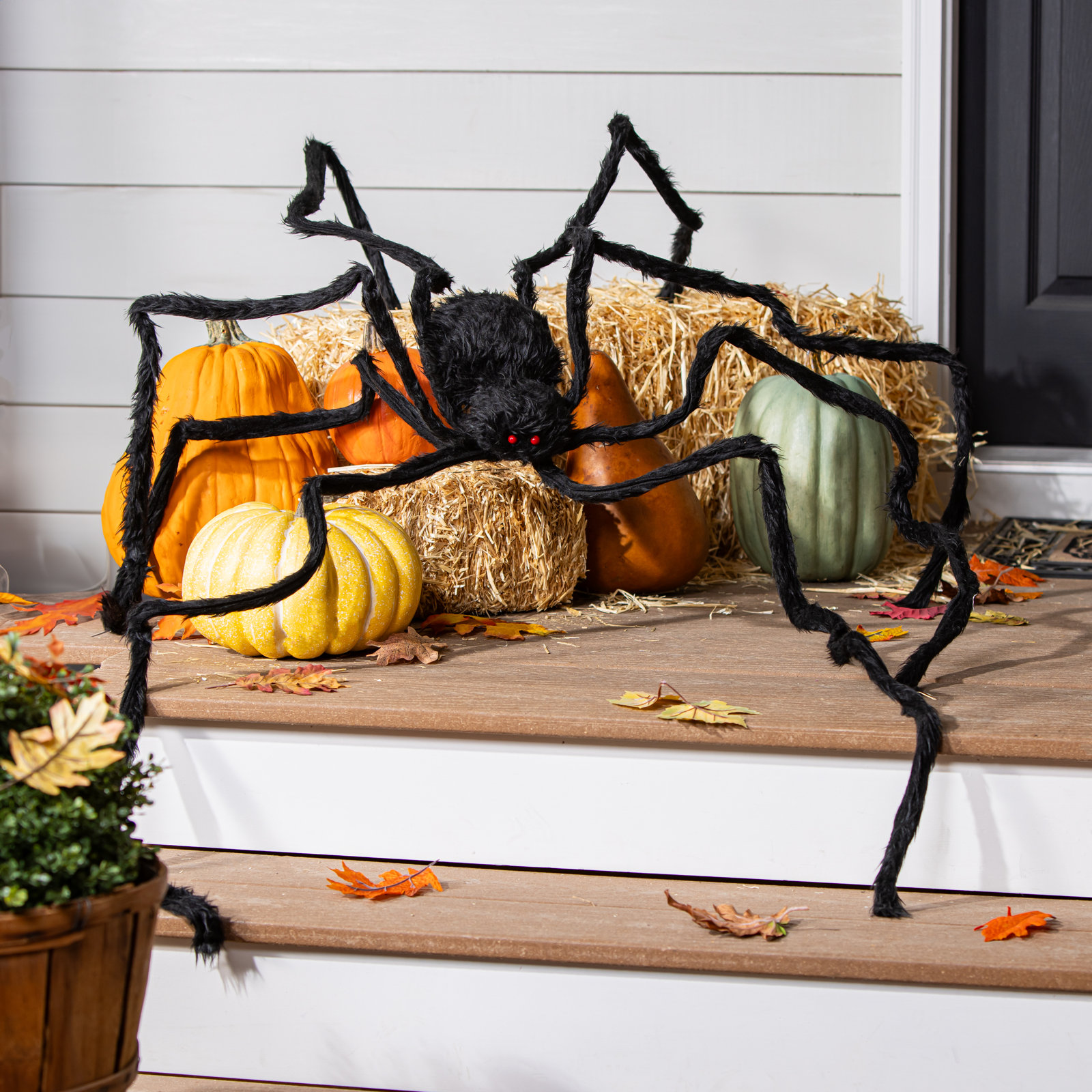 90in Fabric Black Spider With Adjustable Legs