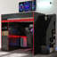 Lit mezzanine de jeu avec bureau, rangement et lumières DEL-1258340454