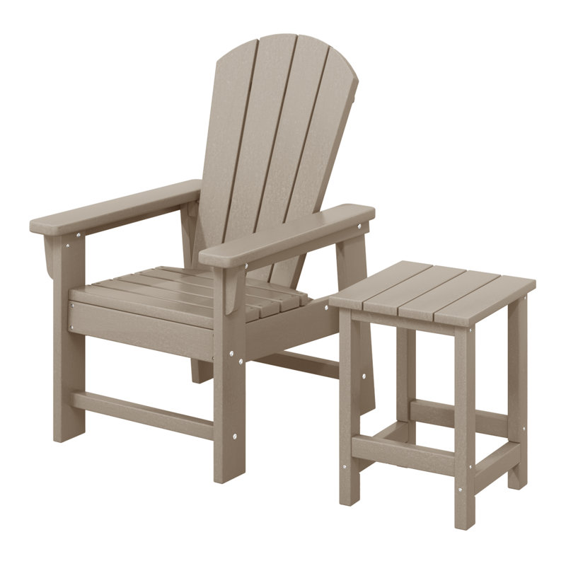 Chaise Adirondack d'extérieur en poly Laguna pour enfants avec table d'appoint, Tanné