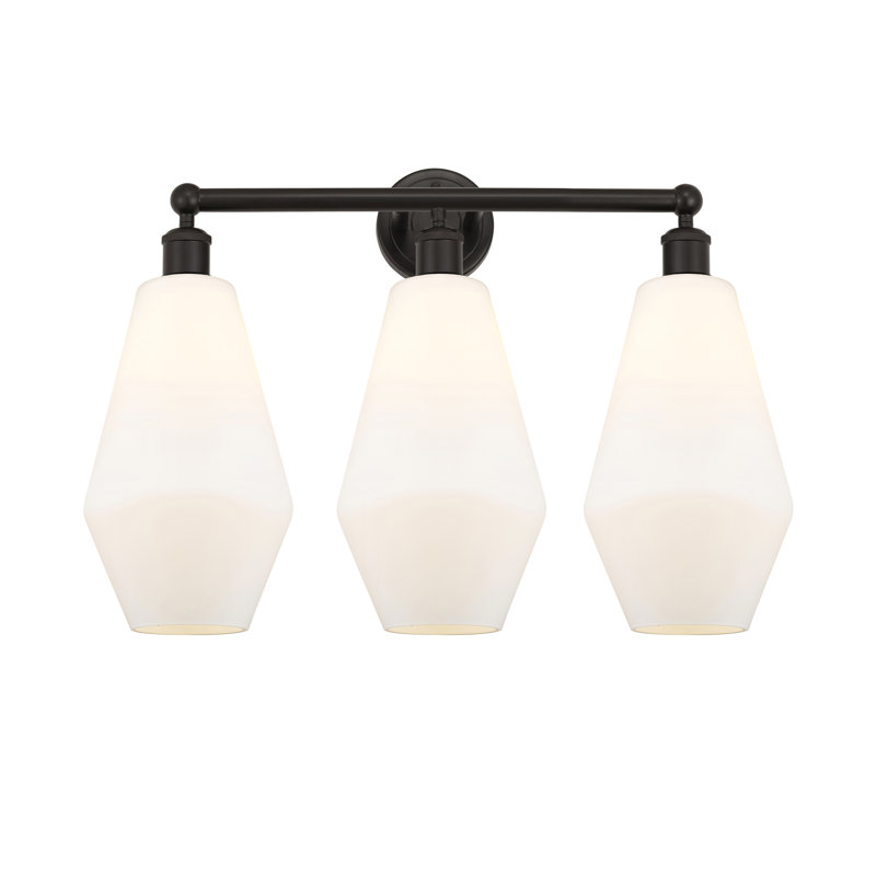 Éclairage pour salle de bain 3 lumières à intensité variable, Blanc mat, Bronze huilé