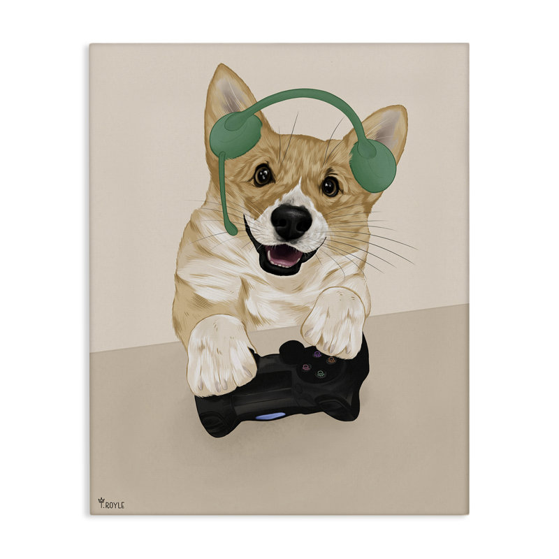 «Happy Gamer Dog» par Tara Royle, H 20 po x l 16 po