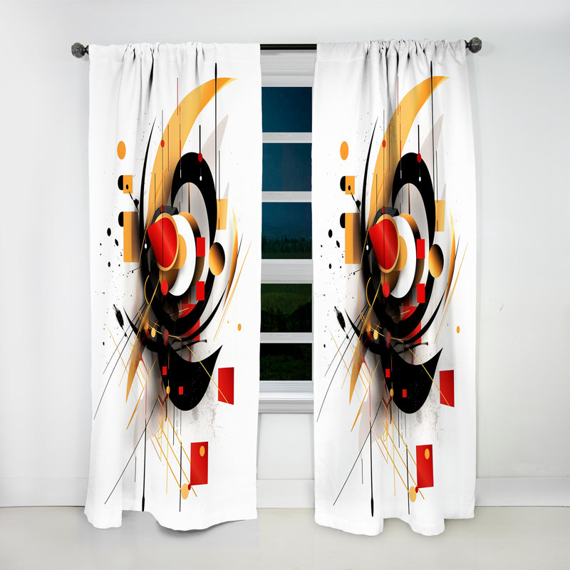Akaki Red Black Abstract Symphony V - Abstract Curtain - Velvet Room Darkening - 1 panel, 52" W x 84" L