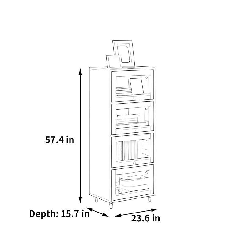 Bibliothèque de rangement pratique, (4 tablettes) H 23,6 po x l 57,4 po x P 15,7 po, Blanc