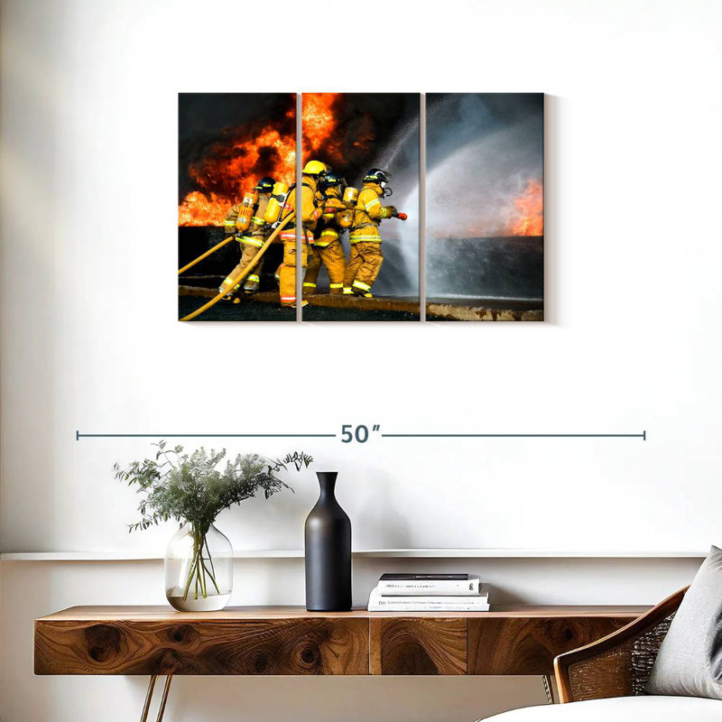 Firefighters On Duty, 20" H x 33" W