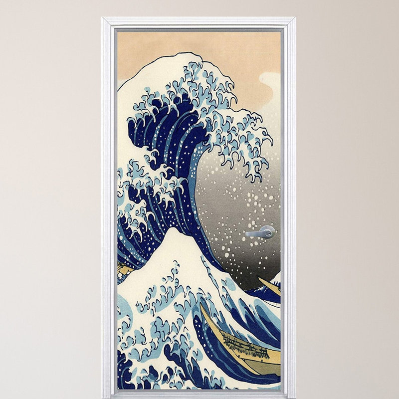 Décalcomanie de porte japonaise kanagawa, H 80 po x l 30 po