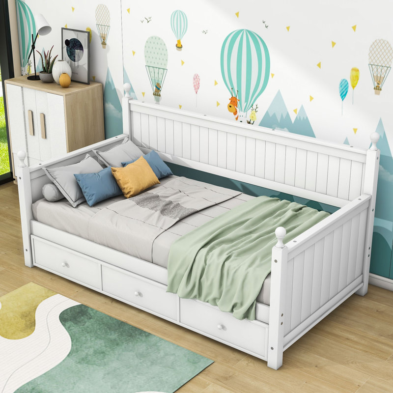 Dalen Twin Size Daybed with 3 Drawers, White