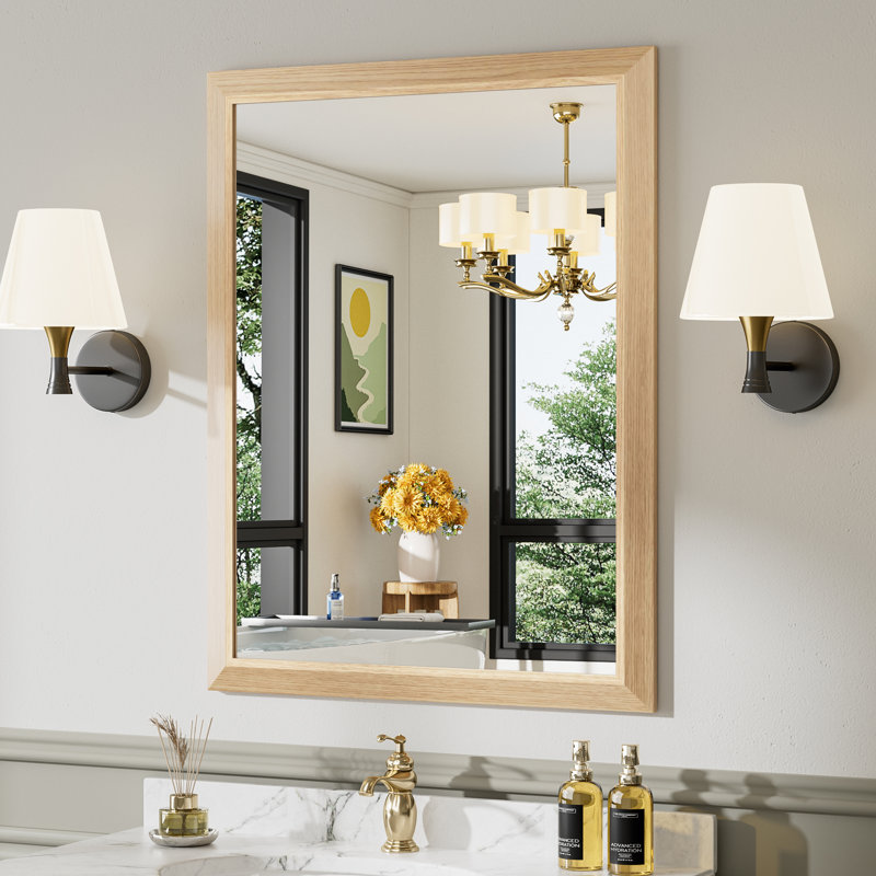 Miroirs de salle de bain modernes et contemporains en métal biseauté rectangulaire / carré avec verre trempé HD