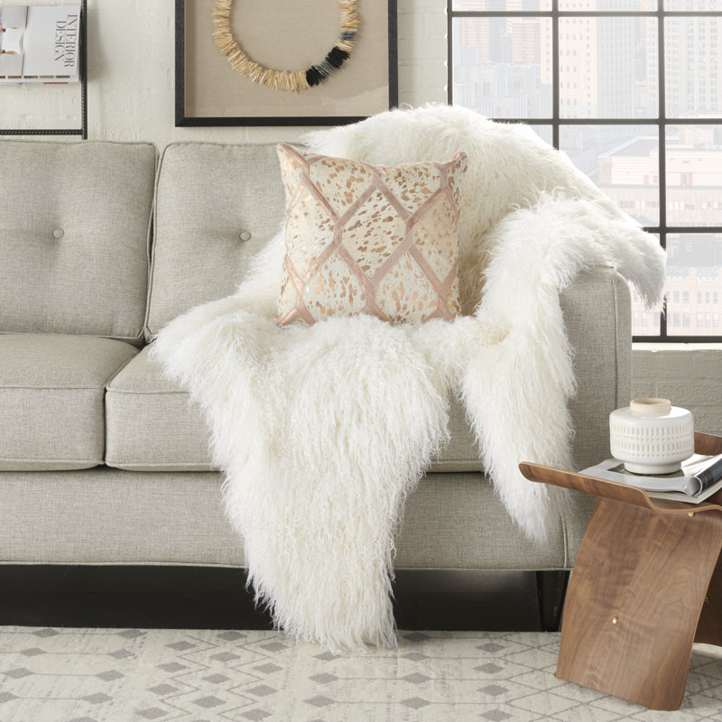  Square Leather/Suede Pillow Cover & Insert