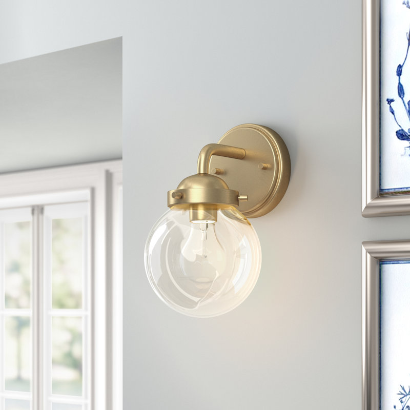 Wason Steel Armed Sconce, Brushed Gold