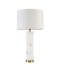 Lampe de table albâtre, abat-jour tambour blanc