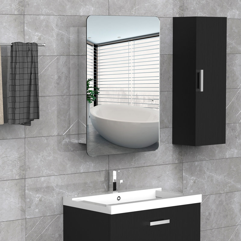 Porte de miroir de salle de bain murale 18 po x 26 po / 46 cm x 66 cm avec tablette de rangement à 3 niveaux