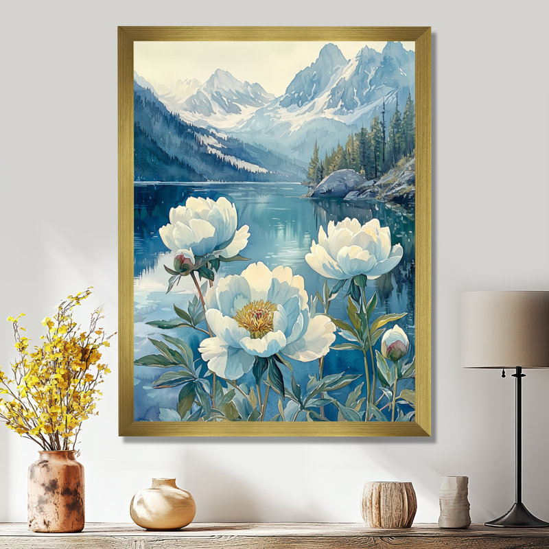 Carnahagh - Floral Wall Art, H 32 po x l 24 po, Reproduction encadrée d'une seule photo, Doré