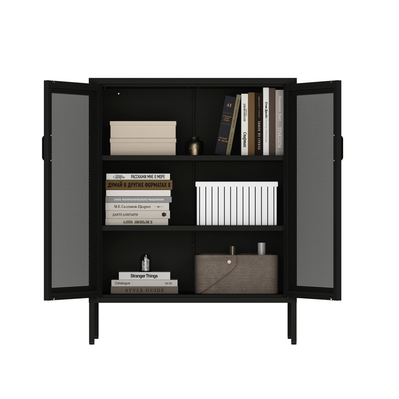 Armoire d'appoint 32 po en métal noir | Rangement et présentation modernes | Idée cadeau, Noir