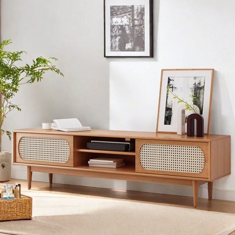 Meuble télé minimaliste en bois massif, H 19,68 po x l 78,74 po x P 16,53 po