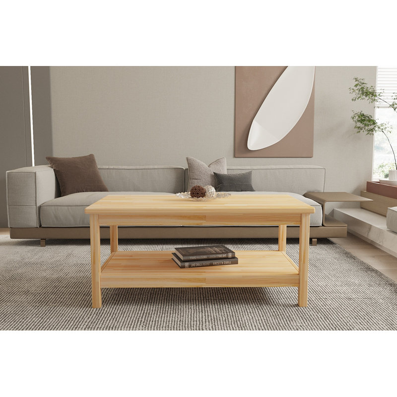 Table basse à 4 pieds en bois massif avec rangement Tazewell