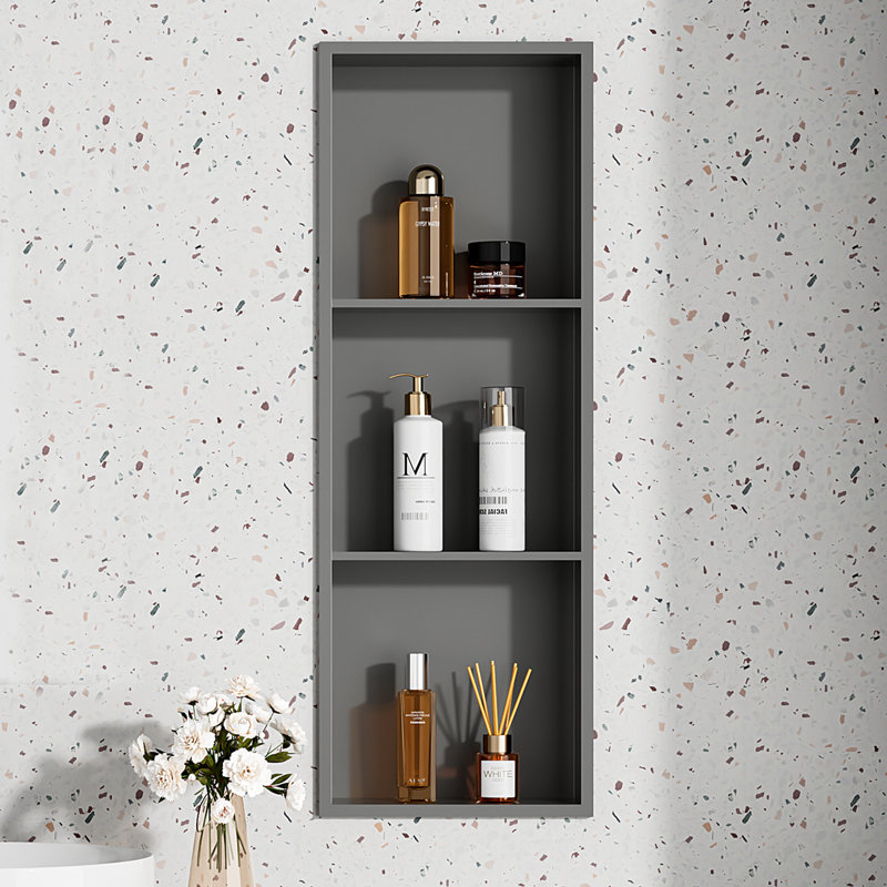 Palys Stainless Steel Shower Niche, Large Shower niches for Bathroom, 3 case, Gray
