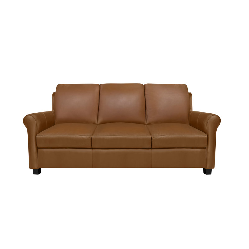 Ambrie Sofa, Saddle Genuine Leather, 36" H x 80" W x 37" D