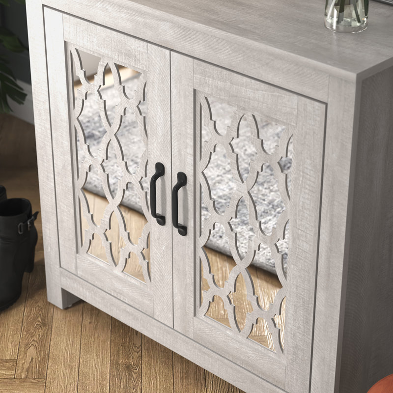 Chessani 12 Pair Shoe Storage Cabinet, Dusty Gray Oak
