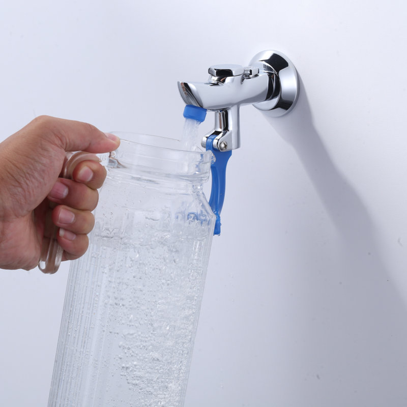 Brass Commercial Wall Mounted Pot Filler Faucet, Push-Back Water Bottle Filling Station Female Inlet