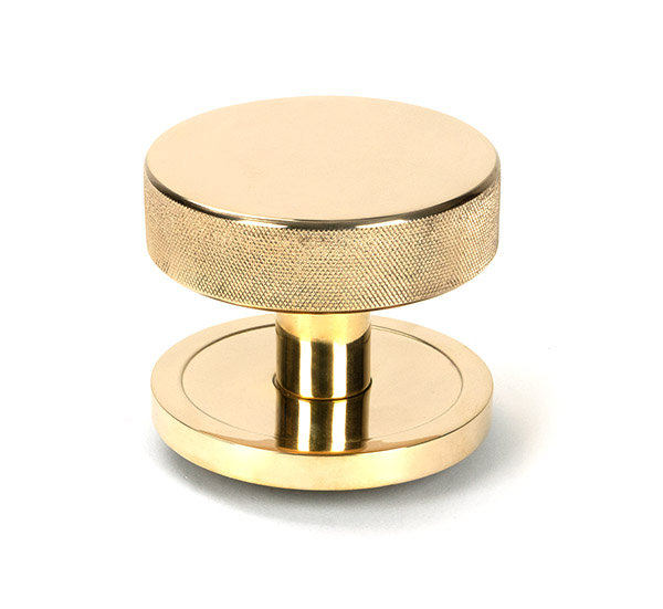Satin Brass Brompton Centre Door Knob (Plain), Polished Brass
