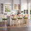 Tabouret de comptoir pivotant de style moderne Mid-Century de 26,2 po Anandi avec dossier en rotin de canne et structure en bois massif-131199529-134079761