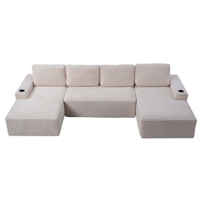 Canapé modulaire en U en velours côtelé sans assemblage