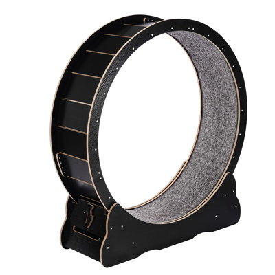 Indoor Cat Exercise Wheel 43.3" - Black Treadmill With Wide Base, Non Scratch Mat, And Easy Installation For Cats Construction, Double Noise Reduction, A Stable Running Track