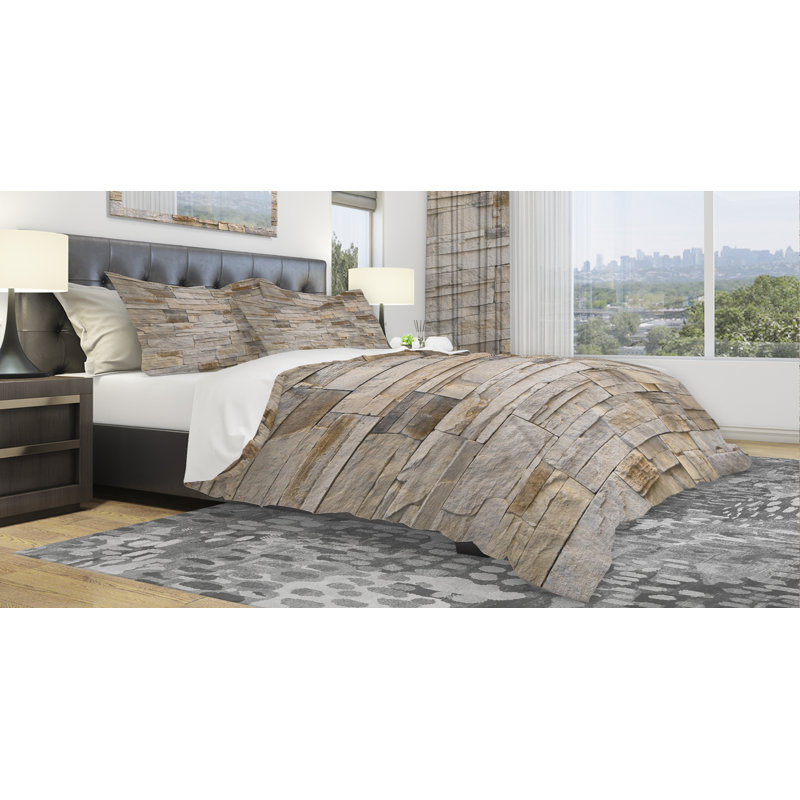 Ensemble de housse de couette murale en pierre designart, Housse de couette très grand + 2 taies décoratives