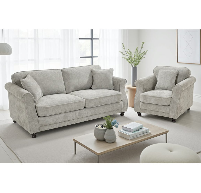 Baldemar 2 Piece Chenille Standard Living Room Set, Beige