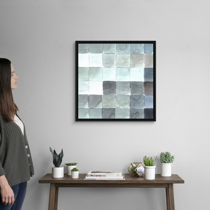 «Cool Tiles Ii» par Beverly Dyer, reproduction sur toile, Cadre noir, H 26 po x l 26 po x P 1,75 po