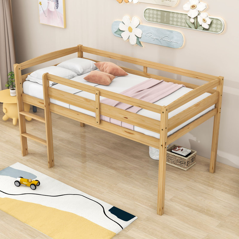 Lit mezzanine simple en bois, Noyer