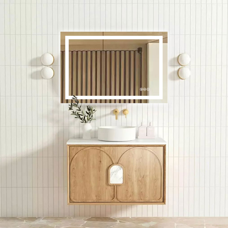 3-Color Temperature Anti-fog LED Bathroom Mirror with Backlight and Front Light, Tempered Glass Vanity Mirror, Rohs and CRU Compliant