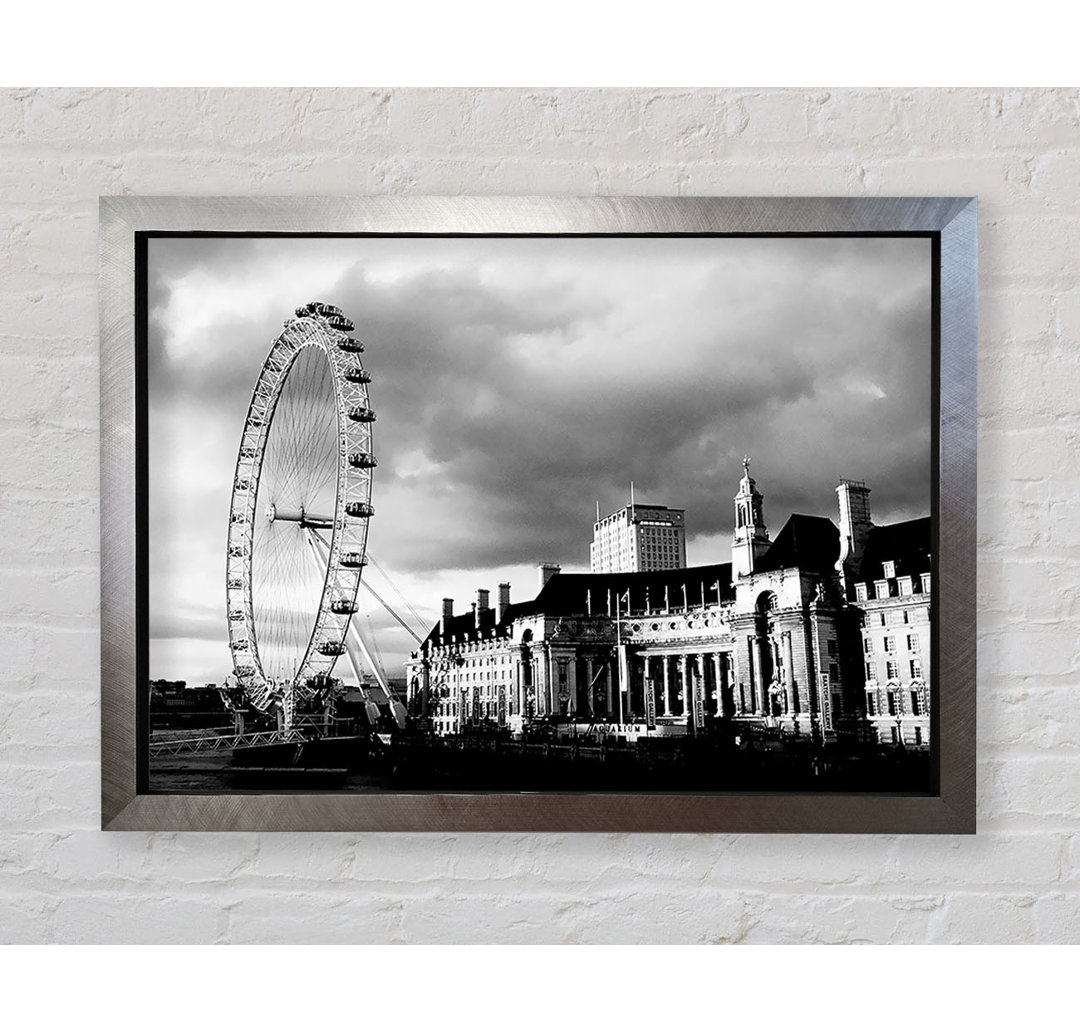 London Eye Clouds B N W - Einzelner Bilderrahmen Kunstdrucke