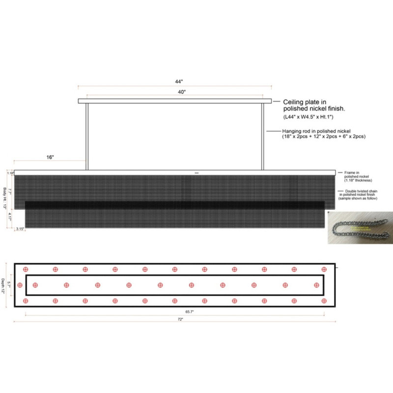Lustre en métal massif à 8 lumières à 8 niveaux, Bronze noir, 40 po de largeur x 10 po de profondeur x 13 po de, Nickel poli