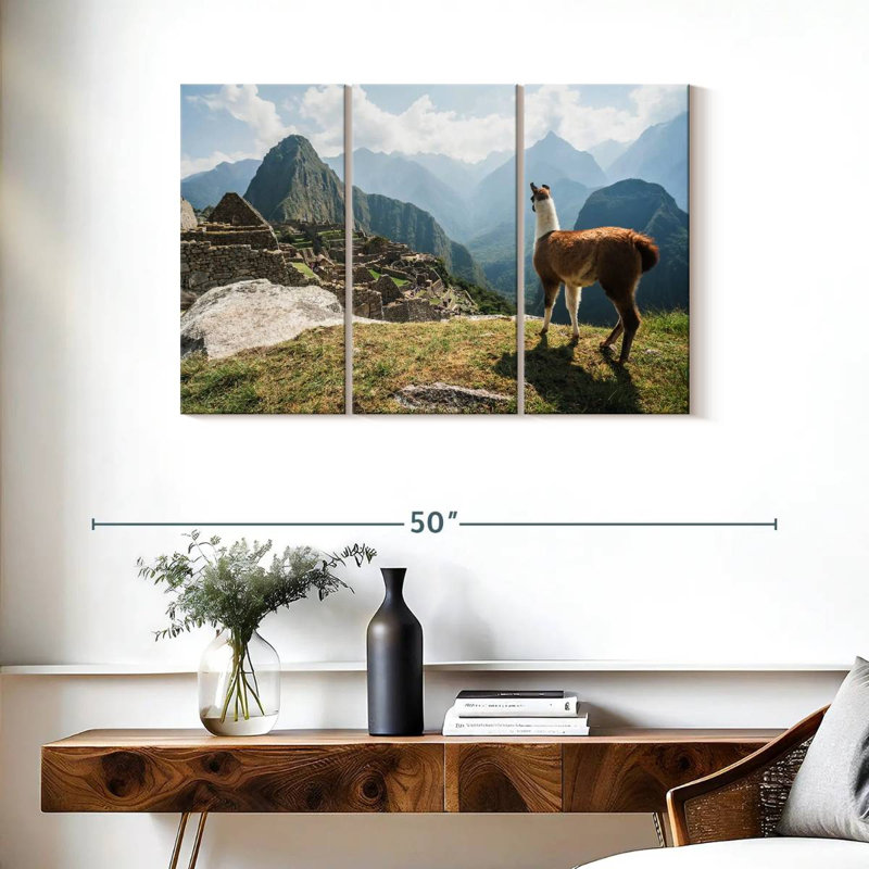 Brampt Llama And Machu Picchu, 24" H x 38" W