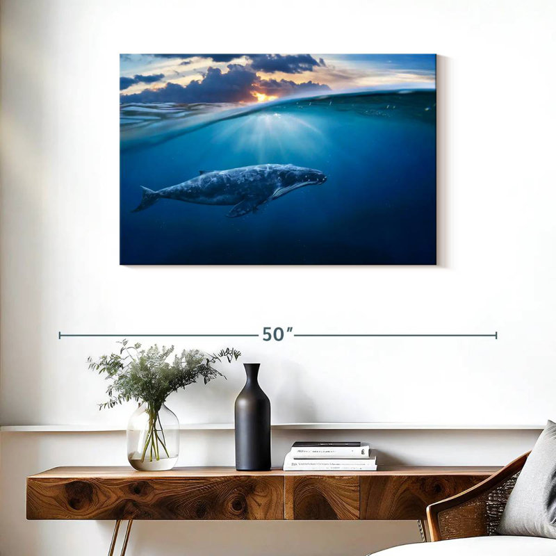 Brampt Blue Ocean Whale, 24" H x 36" W