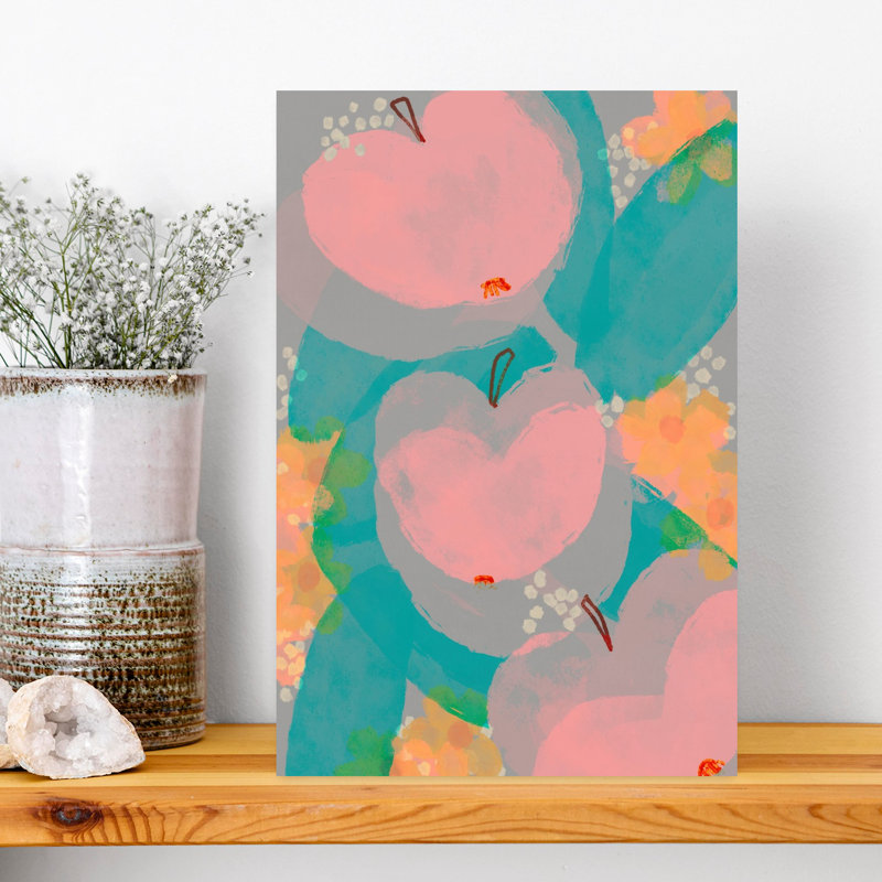 Art mural rose et rose, H 18 po x l 12 po