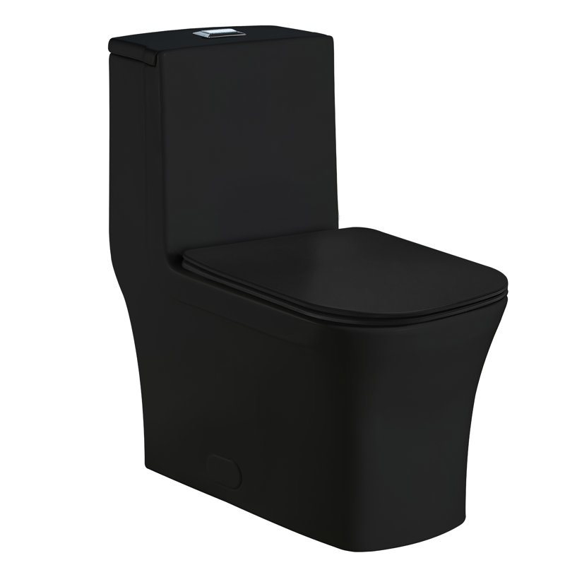 Dual-Flush One-Piece Toilet (Seat Included), Black Matte
