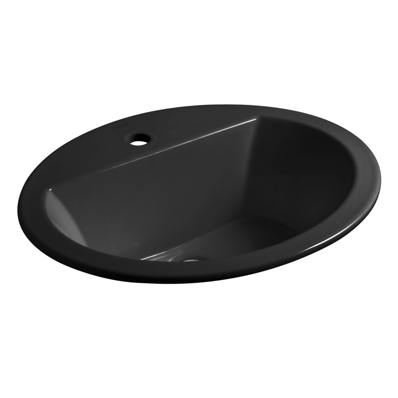 Bryant Ceramic Oval Drop-In Bathroom Sink with Overflow, Biscuit, Single
