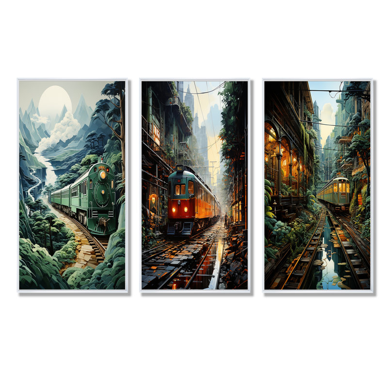 Ensemble de salon luxueux et relaxant en train - fabrique d'art mural de 4, Cadre flottant blanc, H 32 po x l 48 po