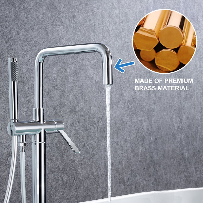 Robinet de baignoire sur pied à poignée simple avec douche à main Rainlex, Chrome