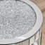 Table de bout ronde avec incrustation de cristal, table d'appoint en verre argenté à 2 niveaux pour le salon et la chambre à coucher