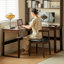 Bureau rectangulaire à 1 tiroir en bois massif et bois manufacturé brun noisette-264276600-264276596-264276595